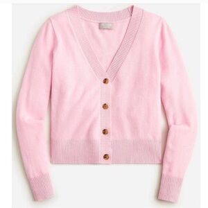 J.Crew Cashmere cropped V-neck cardigan sweater Pink Large
